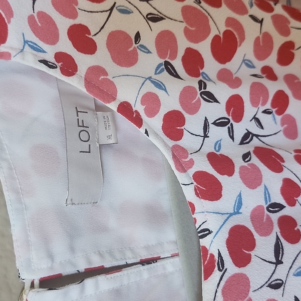***LOFT dress cherry print size XL *** - Picture 5 of 7